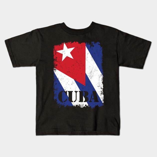 Cuban Flag With Cuba, Distressed Kids T-Shirt by NuttyShirt